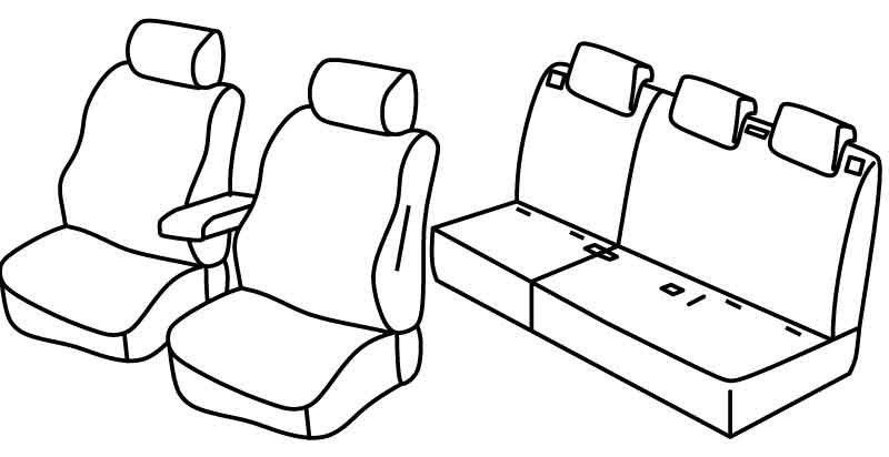 Set coprisedili Superior - Beige - su misura per Fiat Doblò 5p (01/10>05/20)  - Opel Combo Tour (04/12>12/17)