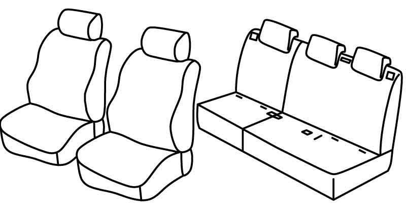 Set coprisedili Superior - Beige - su misura per Fiat Doblò 5p (01/10>05/20)  - Opel Combo Tour (04/12>12/17)