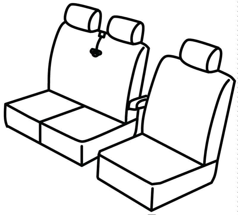Set coprisedili Superior - Nero/Blu - su misura per Ford Transit Custom (10/12>12/17)