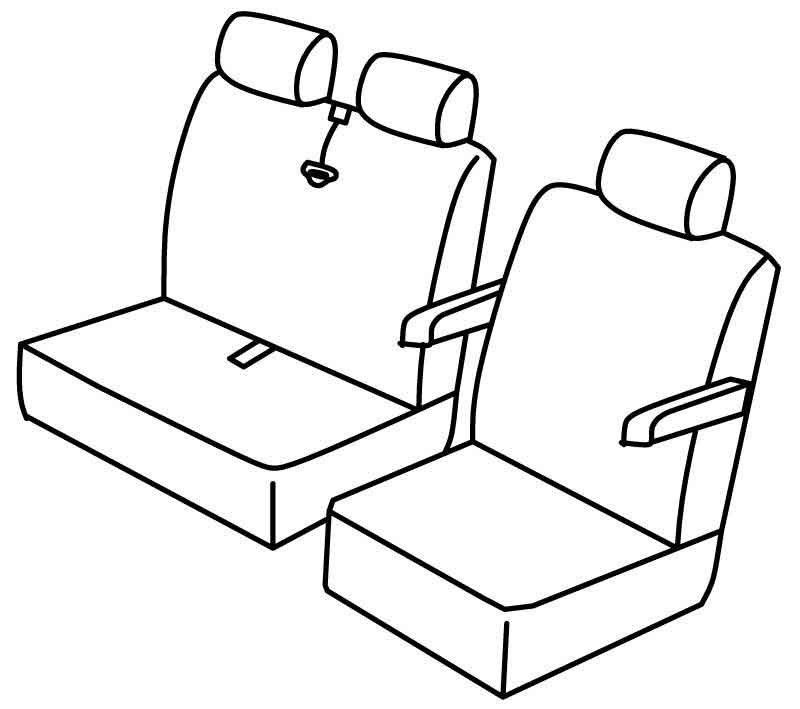 Set coprisedili Superior - Nero/Grigio - su misura per Volkswagen Transporter T5 (04/03>03/15) Dal 2010 - Volkswagen Transporter T6 (04/15>12/19)  - Volkswagen Transporter T6.1 (01/20>)