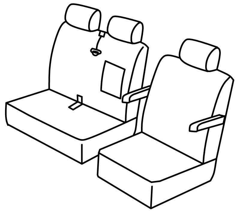 Set coprisedili Superior - Nero/Blu - su misura per Volkswagen Multivan T6 (08/15>12/19)  - Volkswagen Multivan T6.1 (01/20>)  - Volkswagen Transporter T6 (04/15>12/19)  - Volkswagen Transporter T6.1 (01/20>)