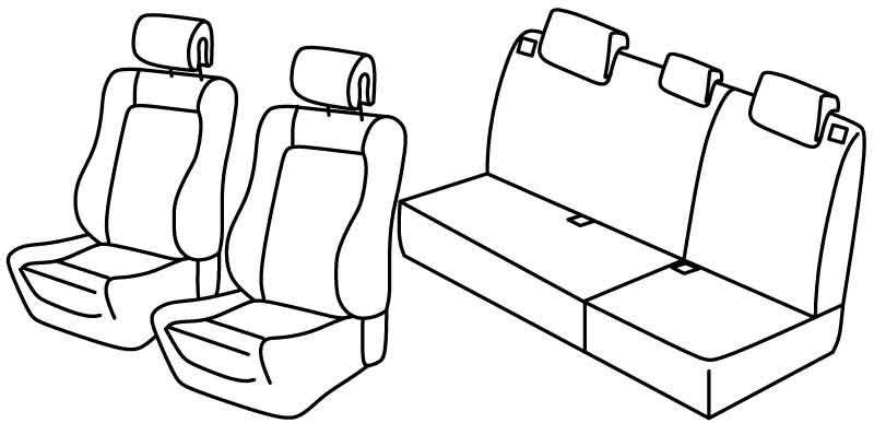 Set coprisedili Superior - Nero/Rosso - su misura per Renault Clio II 5p (03/98>09/05) dal 6/2001, Community, Dinamique