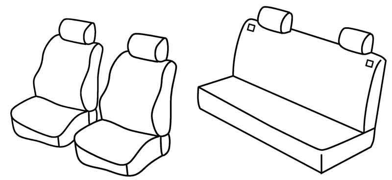 Set coprisedili Superior - Nero/Blu - su misura per Volkswagen Polo 3p (08/94>10/01) fino al 8/1999 - Volkswagen Polo 5p (08/94>10/01) fino al 8/1999