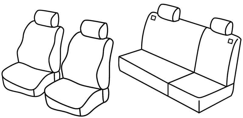 Set coprisedili Superior - Nero/Rosso - su misura per Volkswagen Polo 3p (08/94>10/01) dal 9/1999 - Volkswagen Polo 5p (08/94>10/01) dal 9/1999