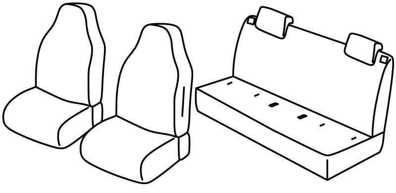 Set coprisedili Superior - Nero/Blu - su misura per Seat Mii 5p (05/12>07/20)  - Skoda Citigo 5p (05/12>10/19)  - Volkswagen Up! 5p (01/12>)  - Volkswagen Up! Cross (10/13>09/19)