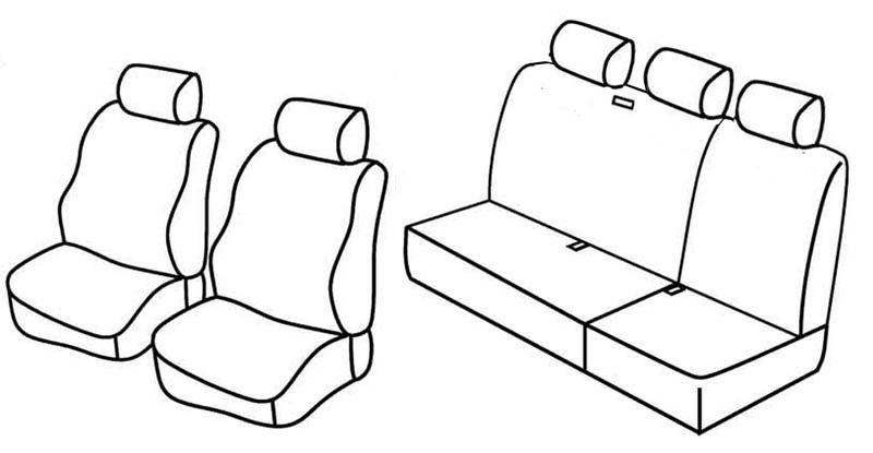 Set coprisedili Superior - Grigio/Nero - su misura per Renault Kangoo 5p (01/97>01/08)