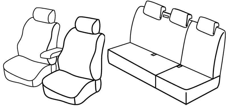 Set coprisedili Superior - Nero/Rosso - su misura per Renault Kangoo 5p (01/97>01/08)