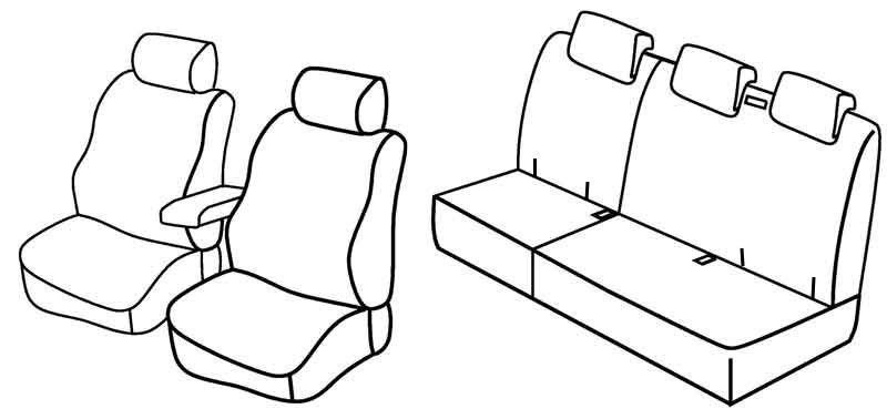 Set coprisedili Superior - Nero/Blu - su misura per Renault Kangoo 5p (02/08>05/21)