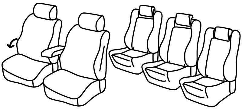 Set coprisedili Superior - Nero/Rosso - su misura per Volkswagen Sharan (10/10>07/20) Trendline