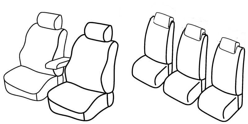 Set coprisedili Superior - Nero/Rosso - su misura per Ford Galaxy (09/06>09/15)  - Ford S-Max (06/06>09/15)