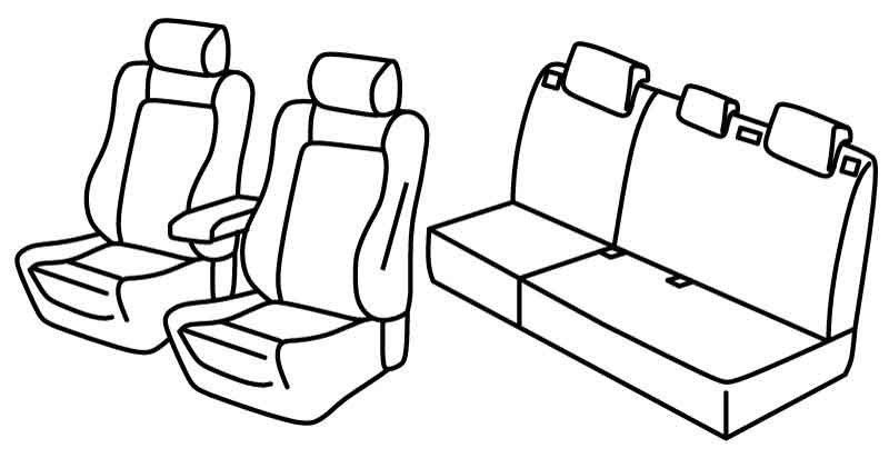 Set coprisedili Superior - Nero/Blu - su misura per Ford Focus 5p (03/11>05/18) Trend sport