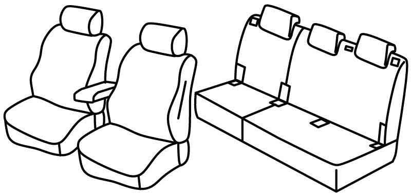 Set coprisedili Superior - Nero/Rosso - su misura per Ford Transit Connect (04/17>)