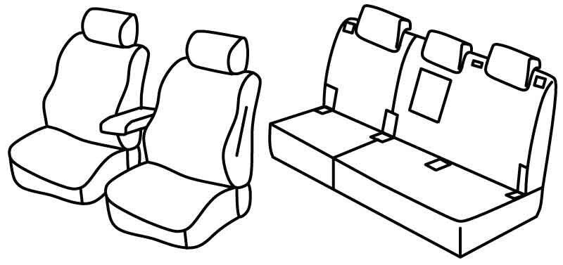 Set coprisedili Superior - Nero/Rosso - su misura per Ford Transit Connect (04/17>)
