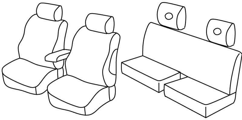Set coprisedili Superior - Nero/Rosso - su misura per Mitsubishi L200 Club Cab (09/15>)