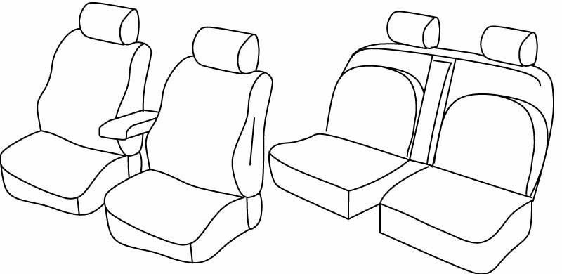 Set coprisedili Superior - Grigio/Nero - su misura per Nissan Navara 4p (08/14>) King Cab