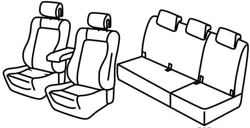 Set coprisedili Superior - Nero/Rosso - su misura per Renault Scenic 5 posti (10/16>)