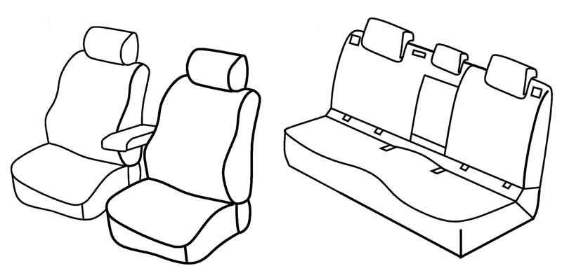 Set coprisedili Superior - Nero/Grigio - su misura per Skoda Octavia 5p (03/13>05/20) fino al 2014, Elegance