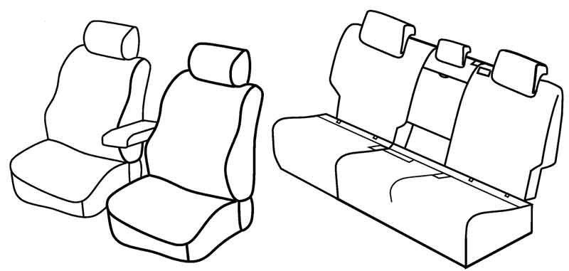 Set coprisedili Superior - Nero/Rosso - su misura per Volkswagen Golf VII Sportsvan (05/14>08/18) Comfortline, Highline
