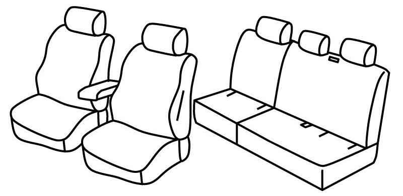 Set coprisedili Superior - Grigio/Nero - su misura per Volkswagen Caddy Life (01/04>08/15) Fino al 09/2010