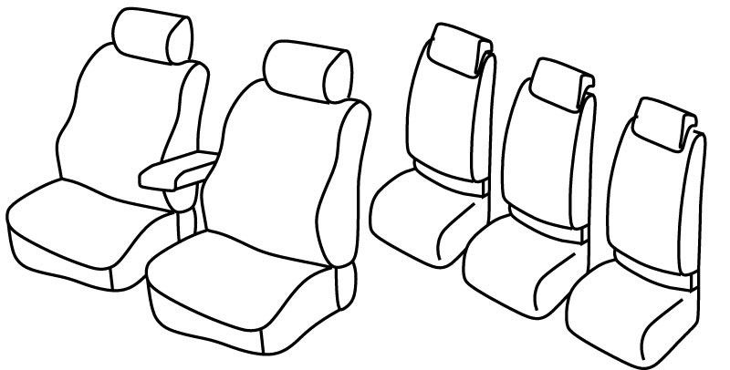 Set coprisedili Superior - Nero/Blu - su misura per Volkswagen Touran (08/10>08/15) Trendline