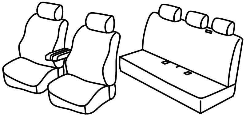 Set coprisedili Superior - Nero/Grigio - su misura per Volkswagen Multivan T5 (04/03>03/15)  - Volkswagen Transporter T5 (04/03>03/15)  - Volkswagen Transporter T6 (04/15>12/19)  - Volkswagen Transporter T6.1 (01/20>)