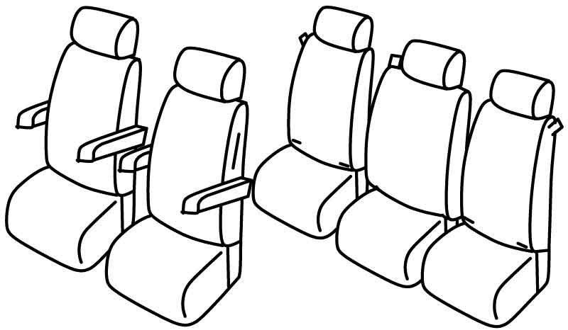 Set coprisedili Superior - Beige - su misura per Volkswagen Multivan T6 (08/15>12/19)  - Volkswagen Multivan T6.1 (01/20>)