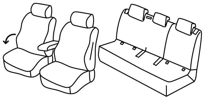 Set coprisedili Superior - Nero/Blu - su misura per Volkswagen T-Cross (04/19>) R-Line, Style