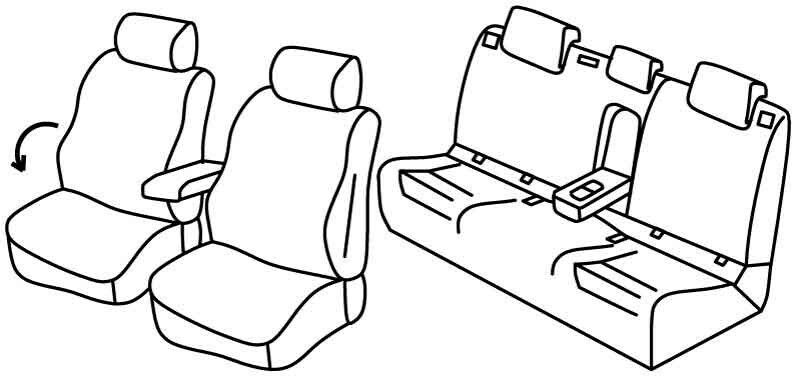 Set coprisedili Superior - Nero/Blu - su misura per Volkswagen Golf VII 5p (11/12>12/19) Comfortline, Blue Motion - Volkswagen Golf VII Variant (10/13>05/20) Comfortline, Blue Motion