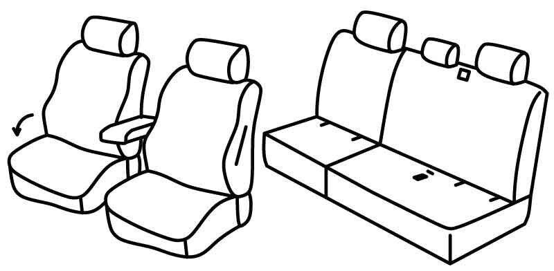 Set coprisedili Superior - Nero/Blu - su misura per Volkswagen Caddy (01/21>)