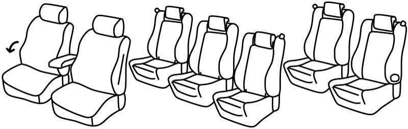 Set coprisedili Superior - Nero/Blu - su misura per Volkswagen Sharan (10/10>07/20) Trendline