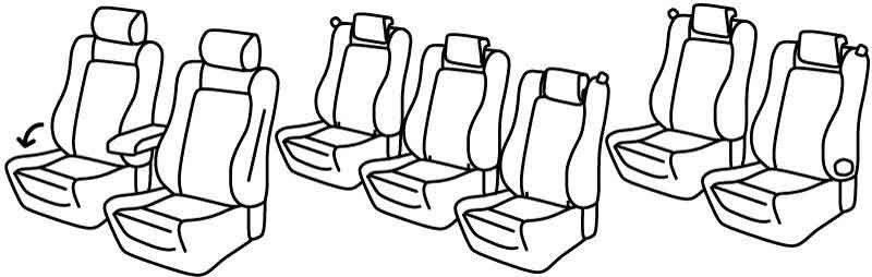 Set coprisedili Superior - Nero/Blu - su misura per Volkswagen Sharan (10/10>07/20) Comfortline / Highline