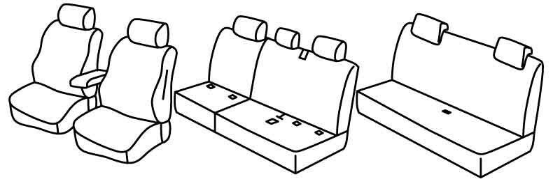 Set coprisedili Superior - Nero/Blu - su misura per Volkswagen Caddy Maxi Life (09/15>12/20)